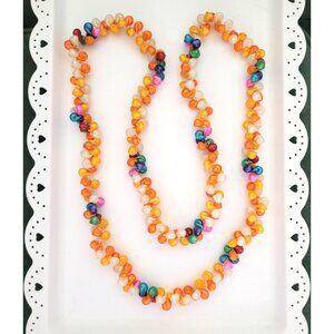 Dyed FAUX plastic Trochus Shell Necklace Lei Vintage 21" LONG Colorful MCM